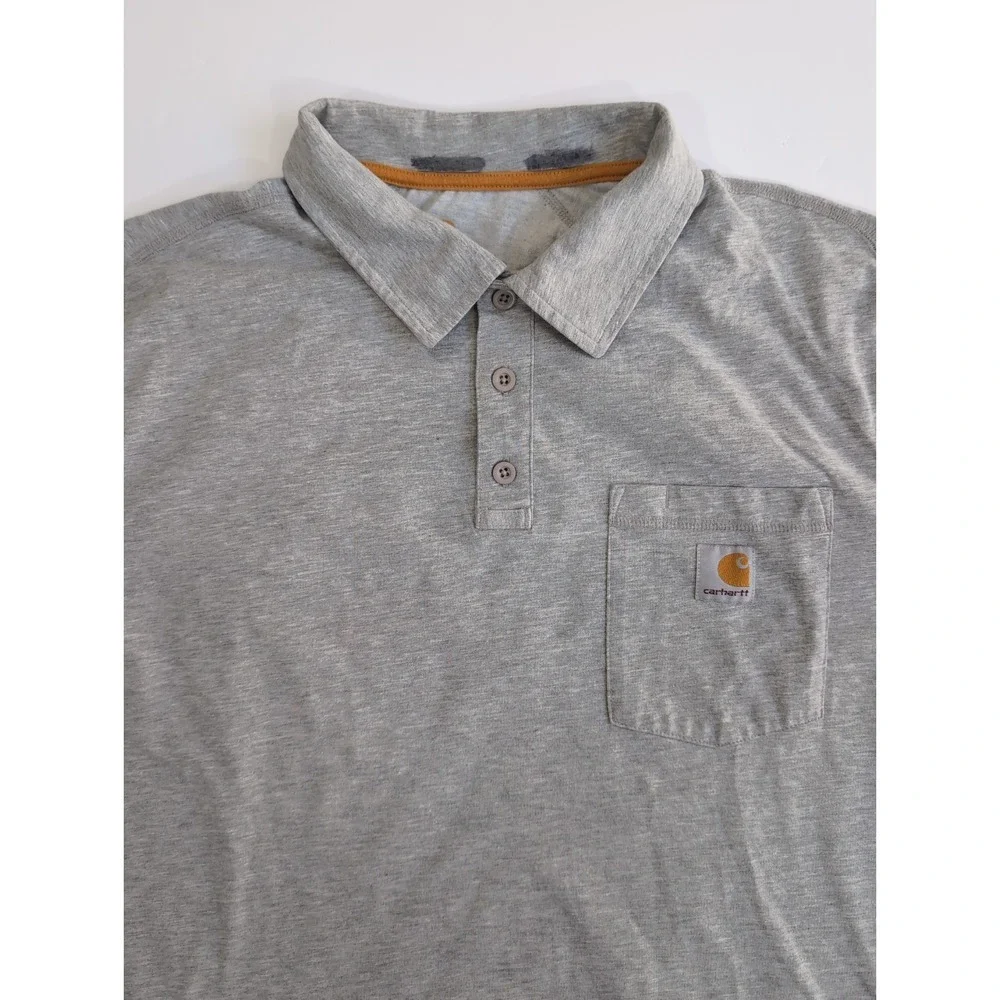 Carhartt Force Polo Shirt Mens Large L Gray Short Sleeve Pocket Work Golf